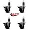 Service Caster 3'' Phenolic Swivel 1-5/8'' Expanding Stem Caster Set with Brake, 4PK SCC-EX20S314-PHS-PLB-158-4 - alternate 2